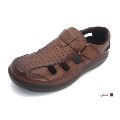 کفش مردانه چرم طبیعی تابستانی چسبدار عسلی ارسال رایگان با گارانتی